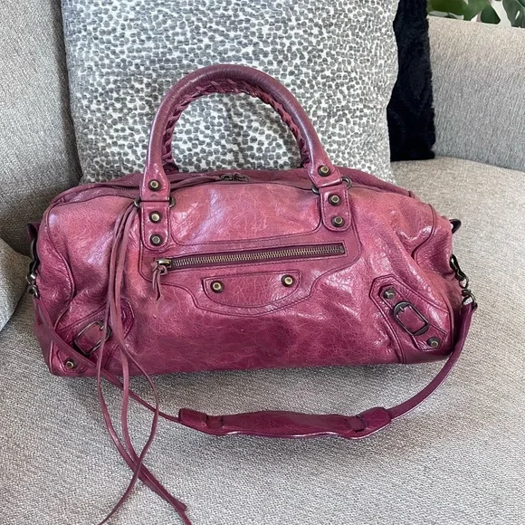 Balenciaga Vintage Motorcycle Twiggy City Burgundy Bag - Picture 1 of 11